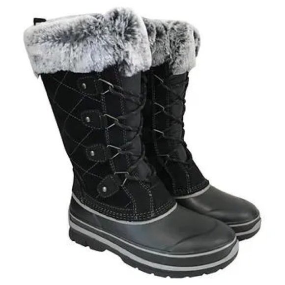KHOMBU Ellie Black Suede Winter Boots in Black - NEW - Picture 1 of 5
